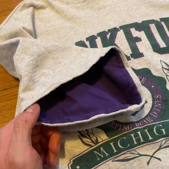 VTG 90s Gear for Sports Frankfort Michigan crest rainbow flecked tshirt L USA - Picture 5 of 8